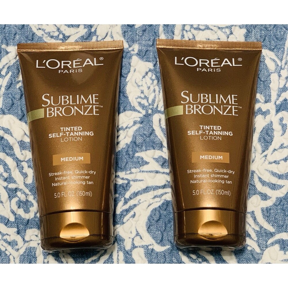 L'Oreal Sublime Bronze Tinted Self-Tanning Lotion Medium 5 OZ Quick Dry NEW X2